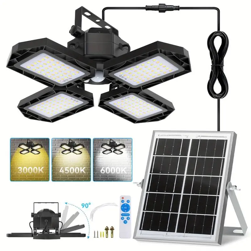Outdoor Solar Lights, 4-Mode Motion Sensor Remote Control LED Pendant Lamp, Indoor/Outdoor Lighting for Garage, Garden, Solar Light Outdoors, Solar Outdoor Lights