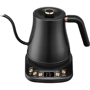 Electric Gooseneck Kettle, 1200W, 6 Temperature Settings, Stainless Steel Inner Lid & Bottom, 1L Quick Heating Pour Over Kettle for Coffee & , Matte Black