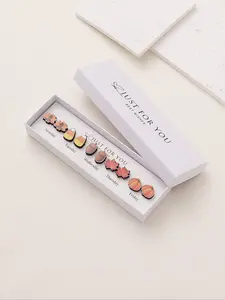 Women's Thanksgiving Wooden Earrings Set, Cute Turkey Leaf Pumpkin Design, All-Season Jewelry Gift Box Included, Random Packaging Order