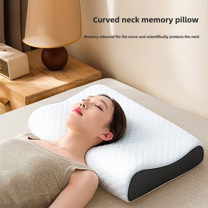 Memory Cotton Pillow Core for Adults, Neck Support Cushion for Side Back Abdominal Sleep, Bed Pillow for Better Sleep With Cushion