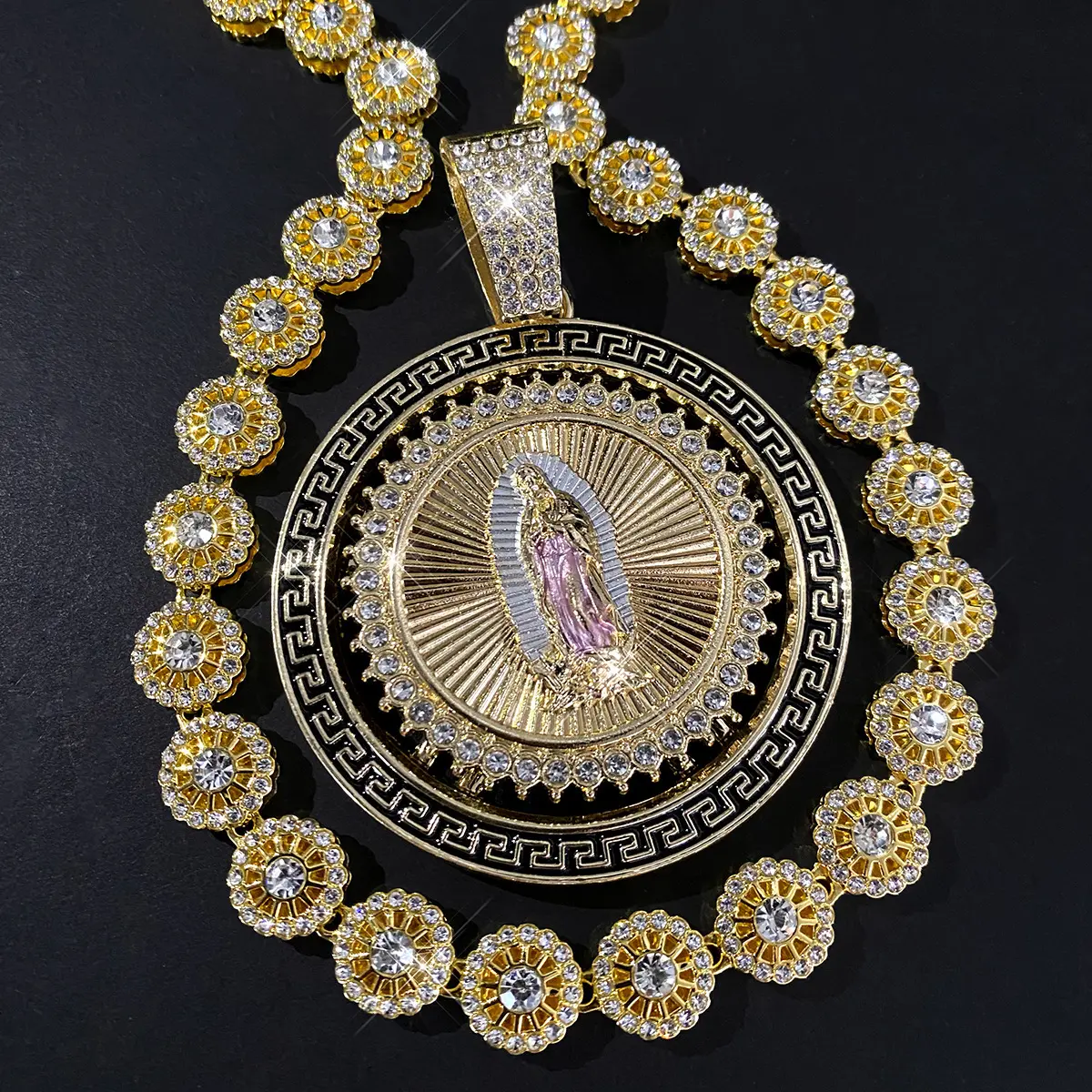 SAINT JUDE religious pendant rotable 60MM gold-plated with clear stone's NO CHAIN SAINT JUDE religious pendant rotable 60MM gold-plated with clear stone's NO CHAIN