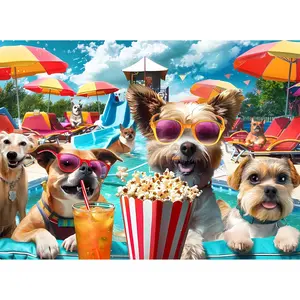 300 Piece Jigsaw Puzzle for Adults, Fun at The Amusement Park Dog Puzzles, Funny Puppy Jigsaw Puzzles, Animal Pet Lover Challenging Puzzles for Friends Family Activity Game Nights Gifts