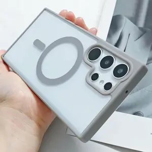Magnetic Case For Samsung Galaxy S25 Ultra S24 Plus S23 FE S22 Plus Ultra 5G Compatible With MagSafe, Translucent Matte BackShockproof Phone Cover Frosted clear acrylic