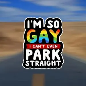 1PC Universal Car Sticker Fashionable LGBTQ+ Themed “I’M SO GAY” Funny Text Decal for Car Fuel Cap/Body Beautification Personalized Car Exterior Sticker Sticker For Cars