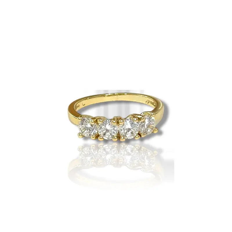 Tenis Ring Gold Plated 14 K with Central Stone and Bracelet Design