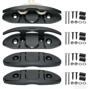 Boat Folding Cleat Flip Up Dock Cleats Marine Grade Nylon Fold Cleats with Back Plate and Fasteners Pack of 4