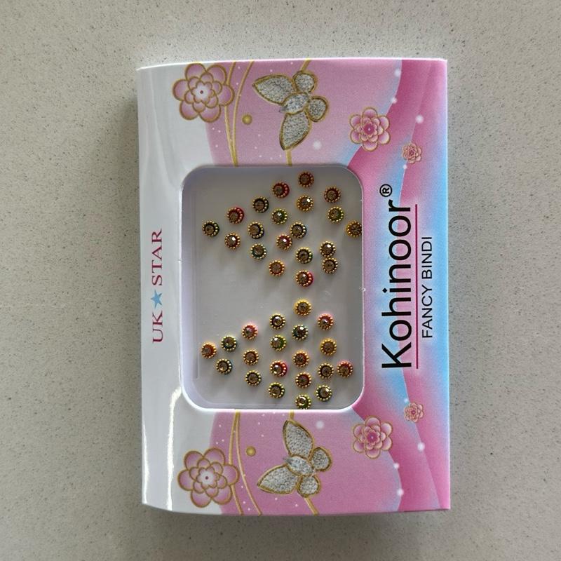 Beautiful Multicolor Velvet Dots Bindi with Stone Border Bindi Stickers Indian Bindi for Women