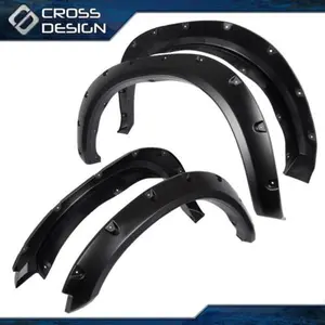 CROSSDESIGN 4PCS Fender Flares Pocket Rivet Bolt Style Fit For 2009-2017 Dodge Ram 1500 Black