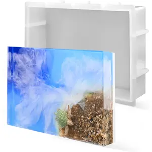 Sakolla 9″ Rectangular Silicone Molds for Epoxy Resin, Crystal Deep Casting Epoxy Mold for Flowers Preservation, DIY Artwork, Office Home Decoration