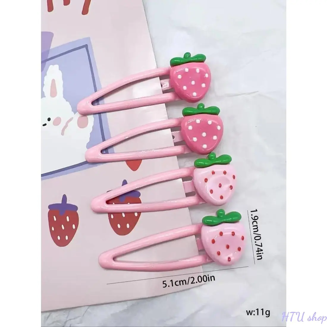 Cute Strawberry Design Hair Clip (4pcs), Fashionable Hair Accessories for Women & Girls, Lovely Hairwear Plain Color Temperament Bangs Clip for Party, Daily Clothing Decor, Hair Clip Set, Super Cute Clips