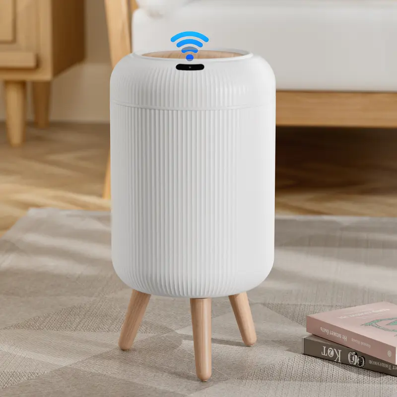 LOVEWE Automatic Bathroom Trash Can - Durable Household Induction Bin, Compact Modern Waterproof Resists Daily Damp Nordic Style, All Ages Home Care Accessory for Bathroom