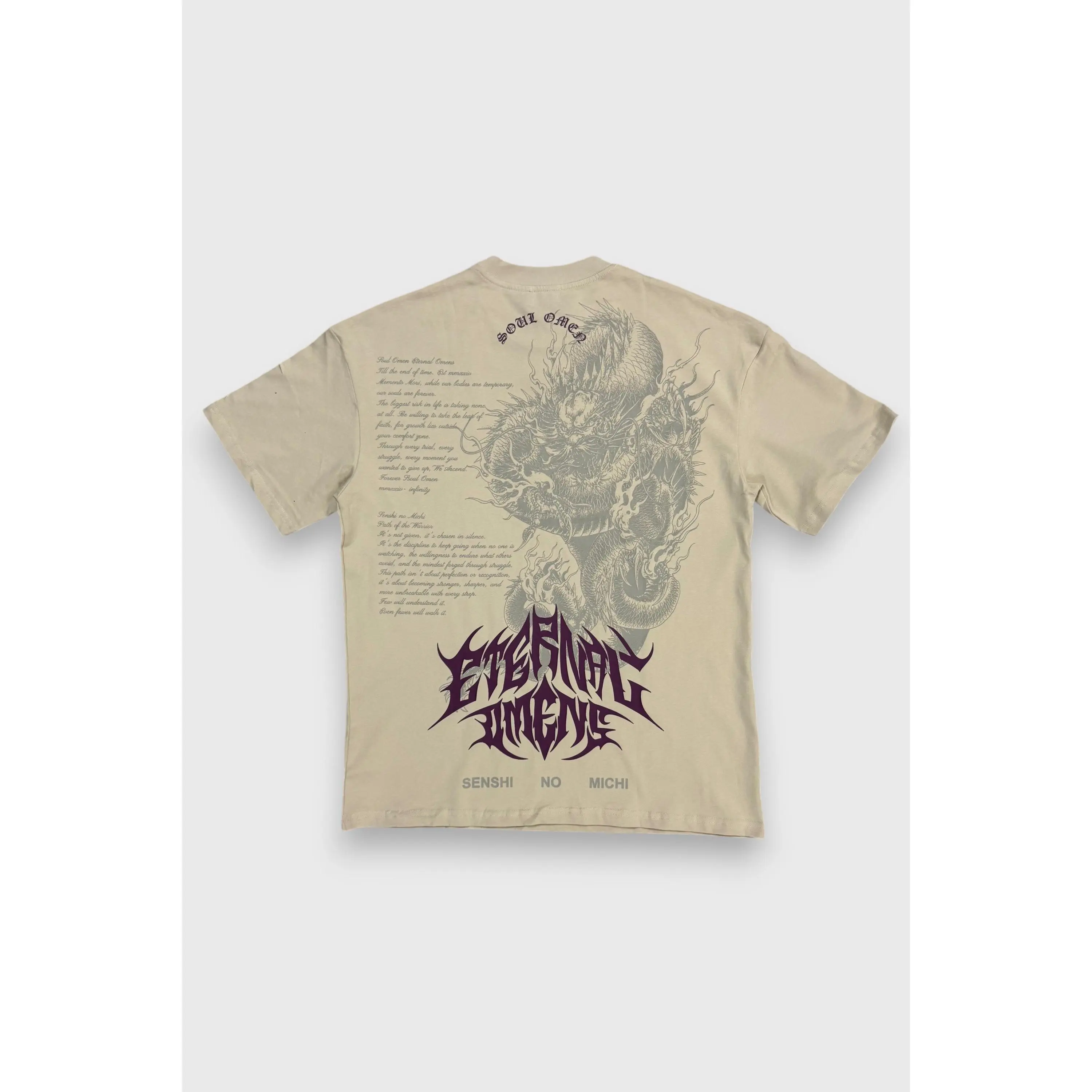 "RYŪ NO TAMASHII" PREMIUM OVERSIZED TEE - SAND