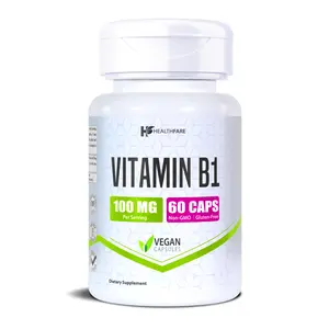 HealthFare Vitamin B1 100 mg | 60 Vegan Capsules | Thiamine Supplement for Energy Metabolism | Non-GMO & Gluten-Free | Made in USA