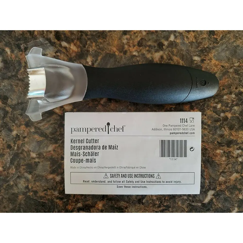 Pampered Chef Corn Kernel Cutter – Corn Peeler Thresher Stripper with Large Ergonomic Handle #1114