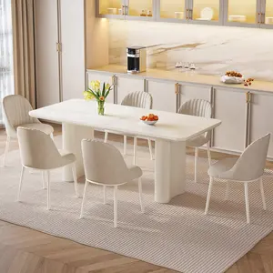 Guyii 63" Modern White Dining Table Set, Rectangular Kitchen Table with 4 or 6 Upholstered PU Leather Chairs, Sturdy Metal Frame, Seats 4-8, Minimalist Furniture for Dining Room & Small Spaces summerwins