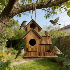 Wild Bird House Outdoor Garden Nesting Box, Rainproof Design, Suitable for Sparrows, Finches, Small Birds, Ideal for Backyard, Bird Cage