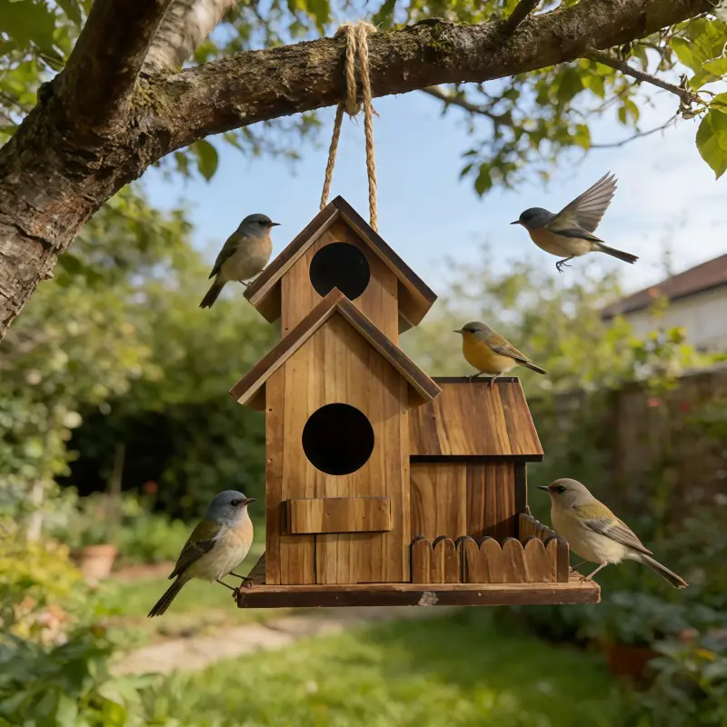 Wild Bird House Outdoor Garden Nesting Box, Rainproof Design, Suitable for Sparrows, Finches, Small Birds, Ideal for Backyard, Bird Cage, Wooden Bird Houses, Bird Houses for Outside