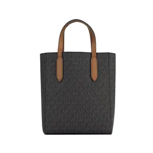 Michael Kors Sinclair Large Shopper Tote - Signature Logo Print with Acorn Leather Trim, Sleek Vertical Tote for Work & Travel, MK Handbag