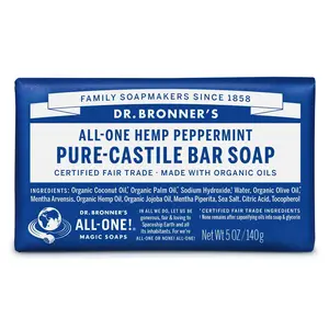 Dr. Bronner's Pure-Castile Bar Soap - Biodegradable, Adult, Smoothening Soap, Body Care Gentle natural skincare herbal soap real  soap