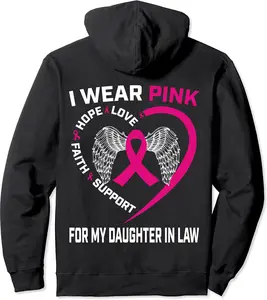 Heart Wings Pink Daughter In Law Breast Cancer Awareness Pullover Hoodie - Jeniferdang Shop 34B09GKPQ6TY