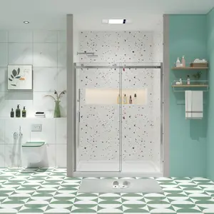 YYDS Glass shower door, sliding door, with 5/16" tempered glass and Polished Chrome finish 6074