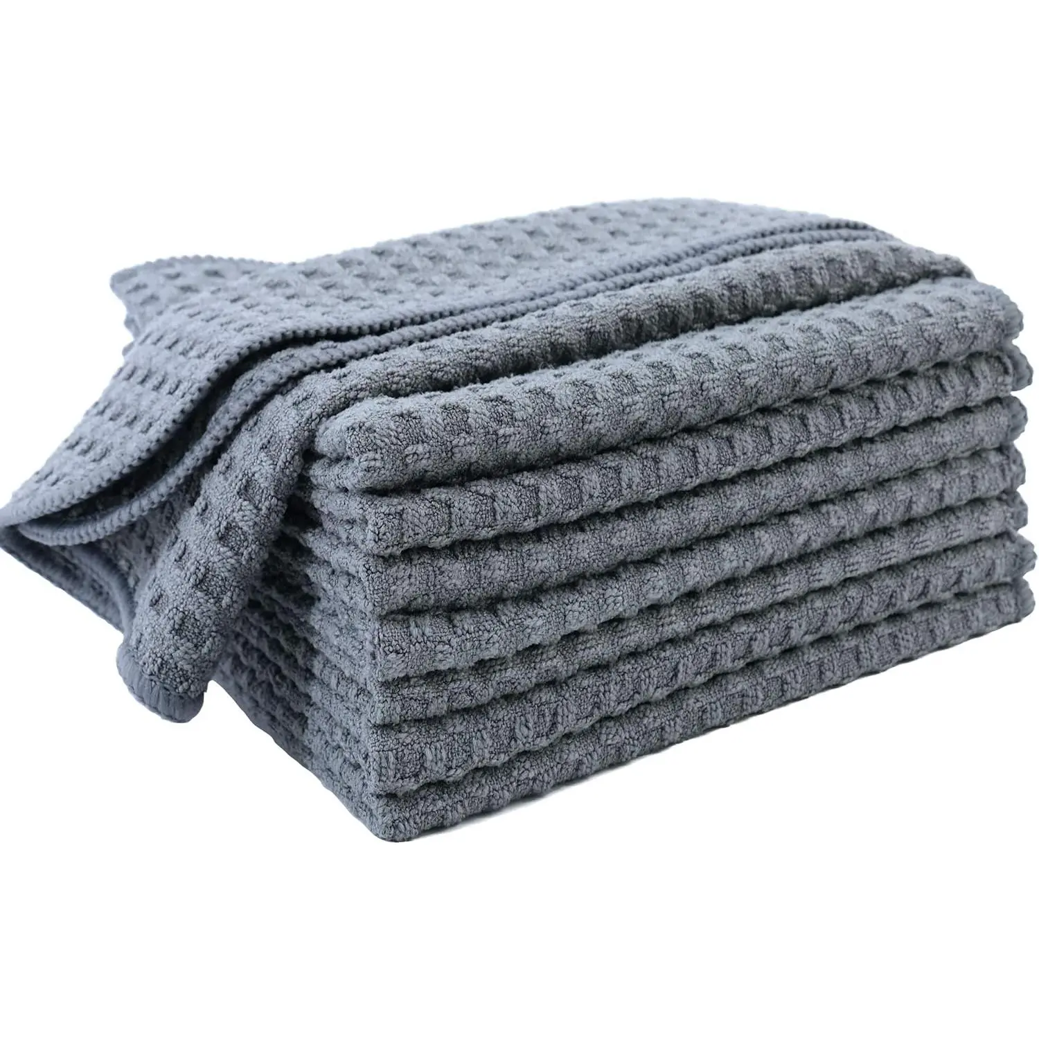 Ultra  Microfiber Kitchen Dish Cloth Waffle Weave, 8 Pack (12x12 in, Gray)
