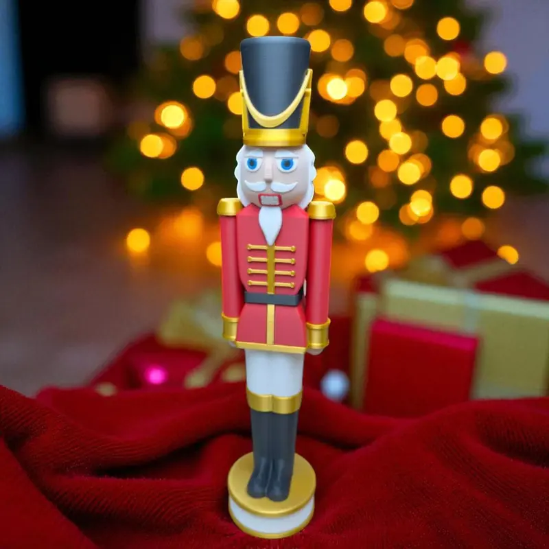 The Kit Kiln Classic Red & Black Chunkable Nutcracker - 3D Printed Plastic Figure for Christmas Decor & Gift Giving - Lightweight & Display Ready
