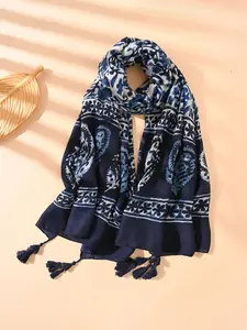 Women's Random Print Long Scarf, Boho Style Shawl for Beach Vacation, Fashion Accessories for Women & Girls