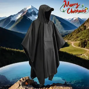 3 in 1 Rain Cape, 1 Count Multifunctional Outdoor Hiking Rain Cape, Portable Camping Tarp, Waterproof Tent Mat, Outdoor Camping Tent Accessories, Rainproof