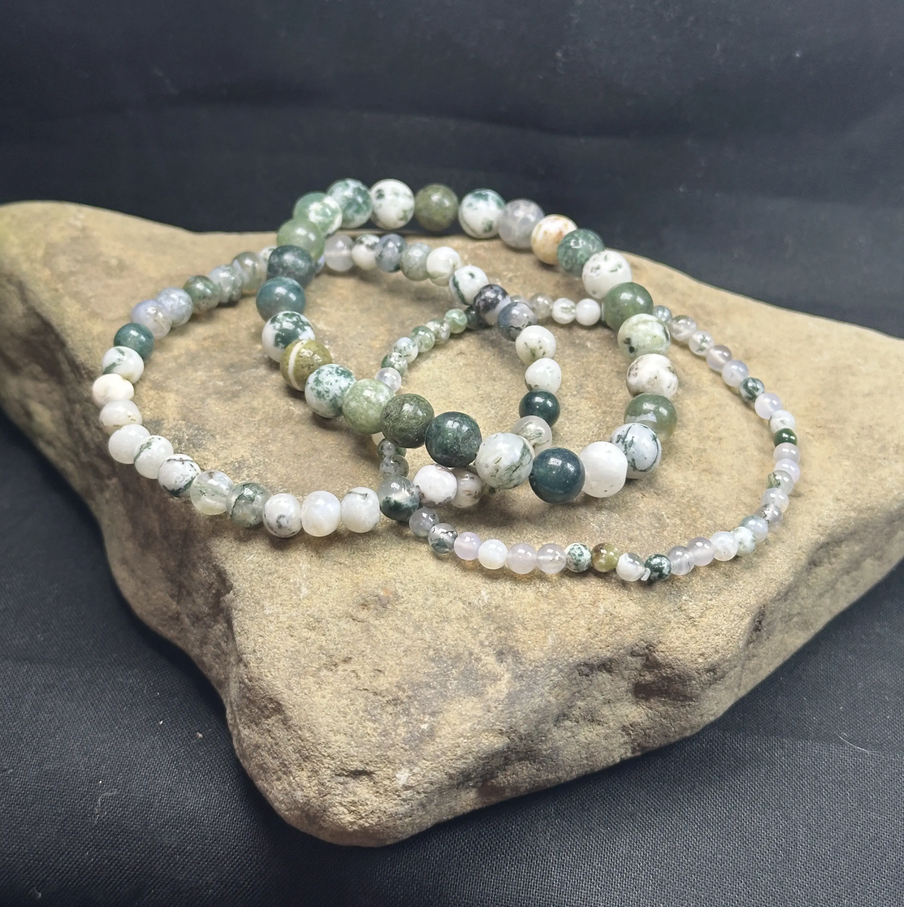 Natural Stone Triple Stack Stretchy Bracelet
