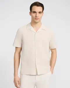 Express Textured Waffle Jacquard Cotton Short Sleeve Shirt