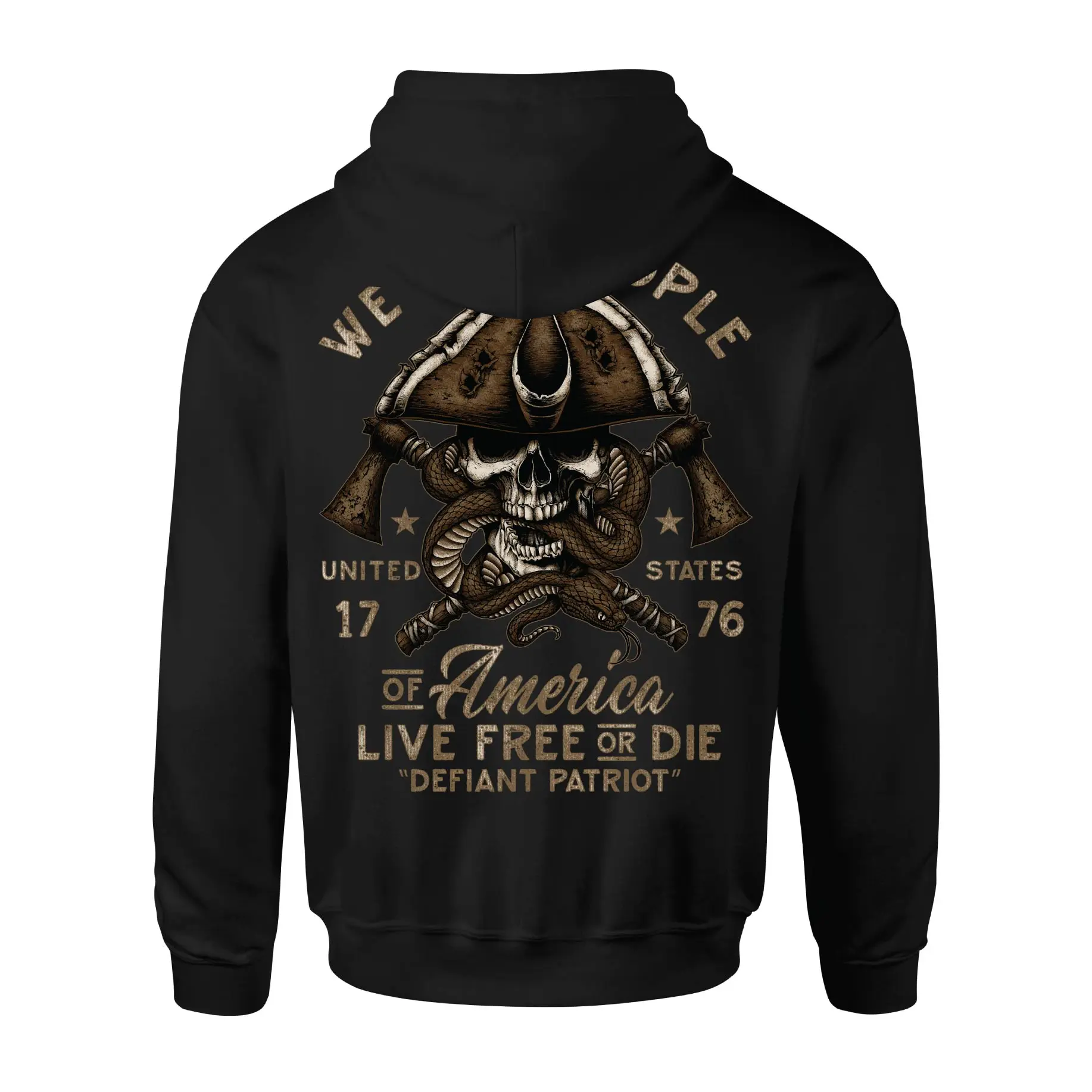 Howitzer Clothing Men's Long-Sleeve Cotton Casual Ring-Design Snake Biter Pullover Hoodie, Menswear Tops Sweatshirts, Biker, 100% Cotton, American Motif Graphic Men's Hoodies, Hand Drawn Art, Original