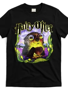 Hairy Otter Graphic T-Shirt for Men & Women - Black Cotton Round Neck Shorts with "Hoh3129553" Design, Casual Streetwear Style, Comfortable & Stylish for Casual Attire, Otter T Shirt