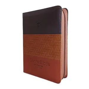 Biblia RVR 1960 Letra Grande Compacta 11 puntos Tricolor Café Símil Piel con Índice con Cierre
