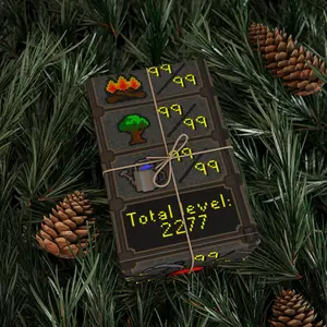 RuneScape OldSchool Maxed Stats Wrapping Paper, OSRS Unique Gift Wrap For Gamers, Holiday Packaging, Birthday Presents