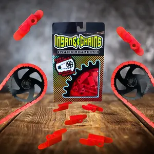 Insane Chains Red Snap-On Bike Chain Caps, Easy Install Chain Covers for BMX, Kids Bikes, E-Bikes & Beach Cruisers, Cycling Accessories for Outdoor Riding