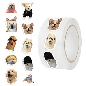 500Pcs/Roll Hot-Selling Dog Emoji Washi Tape  - Cute Puppy Decor for Journal & Envelope Sealing bulingbulingsticker
