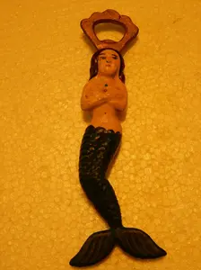 Cast Iron Mermaid Bottle Opener - 2.75" Length 8" Height Unique Bar Accessory for Beer & Soda Bottles Durable & Reliable