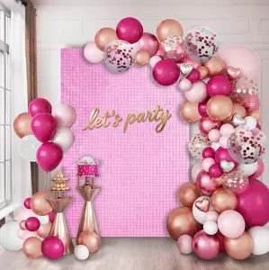 KEQU 4*6 ft, sparkling matte pink background wall decoration, 24pcs sequin panels, used to decorate banners and decorations for birthdays, New Year's, Valentine's Day, Christmas, anniversaries, weddings, engagements, and Easter parties.