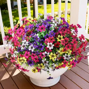 12 Bouquets Artificial Daisies Plastic Flowers Decorative Fake Flower Outdoor UV Resistant Fake Daisy Home Decor Window Box Garden Pots Indoor Outdoor Decoration