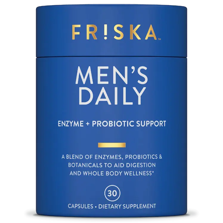 FRISKA Men's Daily Enzyme & Probiotic Support - 30 Capsules for Digestion & Whole Body Wellness - US Healthcare Supplement