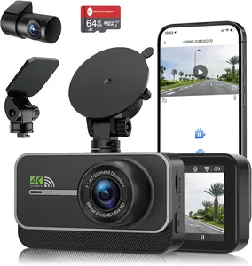 Dash Cam Front and Rear 4K+1080P WiFi Dual Dash Camera for Cars with App 3" IPS Dashboard Camera Recorder Night Vision 24H/7 Parking Mode Loop Recording 170° Wide Angle Free 64GB SD Card