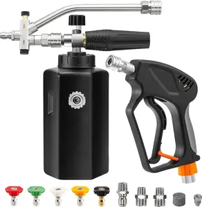 Dual  Cannon with  Washer Short ,  Cannon Dual Connector Accessory,  Wash   Kit with 1/4" Quick Connector, 5 Power Washer Sprayer Nozzles, 1.5 Liter, 5000 PSI