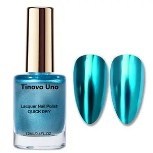 Tinovo Uno Chrome Metallic Gloss, Royal Blue Color Matching Nail Polish, Salon Quality Nail Polish, 12Ml Per Bottle, Alcohol-Free Quick-Drying Design, Natural Quick-Drying, A Must-Have For DIY Nail Art Enthusiasts