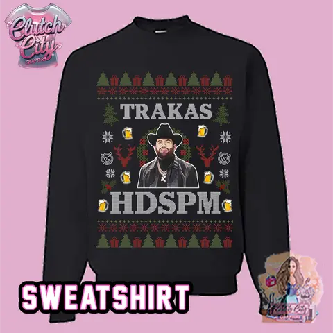 Trakas HDSPM Christmas Black Sweatshirt Crew Neck - Lightweight Holiday Sweater with Classic Crew Neck Design for Men Long Sleeve Casual