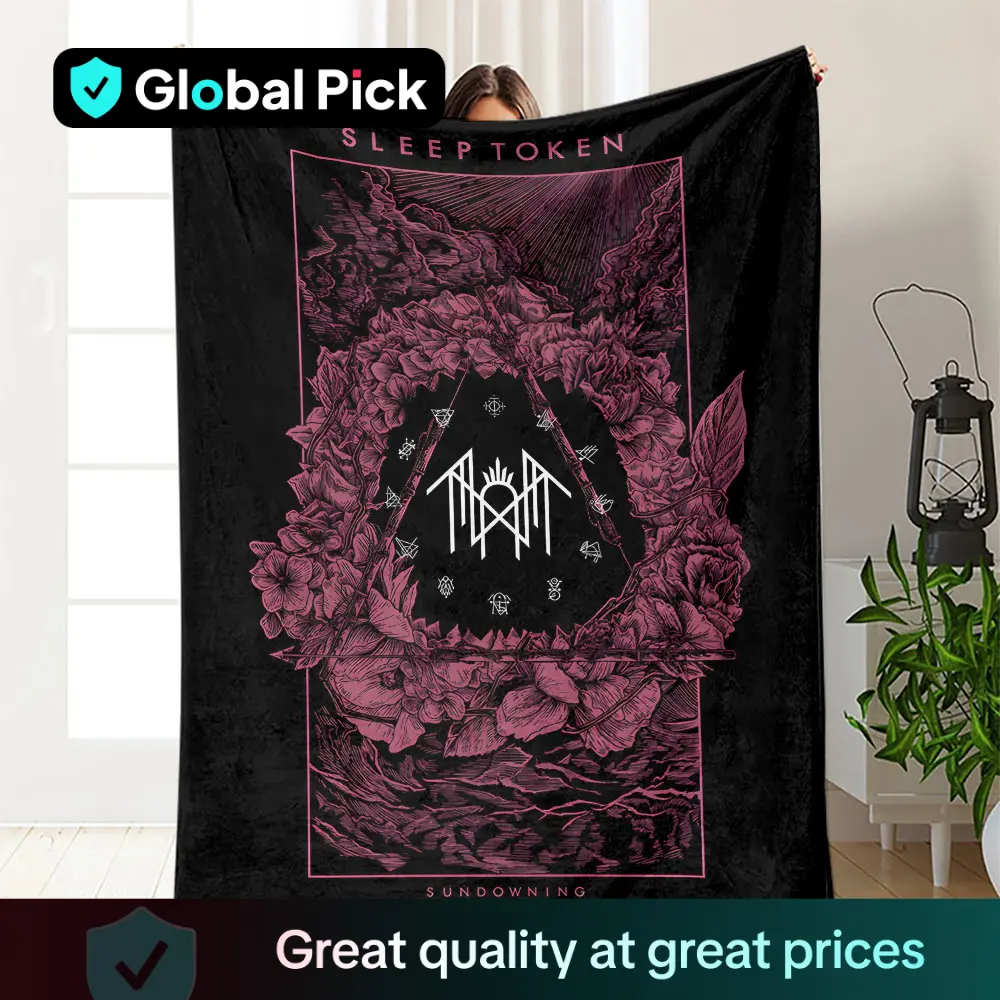 Sleep Token Pattern Flannel Blanket, Soft Warm Throw Blanket, Air-conditioned Room Blanket, Warm Nap Blanket for Home & Office, Flannel Fleece Blanket