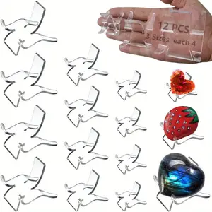 12Pcs/Set Acrylic Crystal Display Stand,3 Sizes Clear Display Easel Stands Pedestal for Crystal,Geodes,Rock,Mineral Agate Fossil Coral Gemstone Small Collectibles,Christmas Party Gifts,Hand Tools Kits