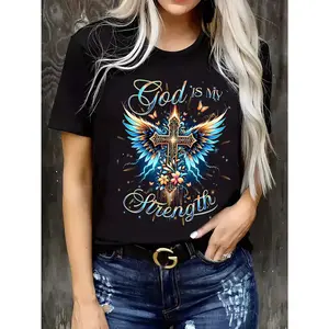 Jesus Brings Light Of Love Graphic Cotton T-Shirt, Religious Faith Crew Neck Outfit, Comfort Oversized Cute Fashion Tee, Perfect Valentine's Day Holiday Gift For Her