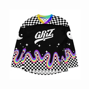 Griz "Yeah Drop That Shit" Rave Jersey - Trippy Rainbow Slime Rave Shirt - Psychedelic Checkerboard Festival Outfit - Oversized Unisex Streetwear