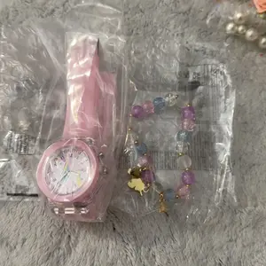 Cute Unicorn Design Watch & Bracelet Set, Silicone Material Fashionable Analog Quartz Watch & Jewelry Set for Girls, Trendy All-match & Exquisite Watch Set for Birthday Gift, Unicorn Theme, Quartz Movement